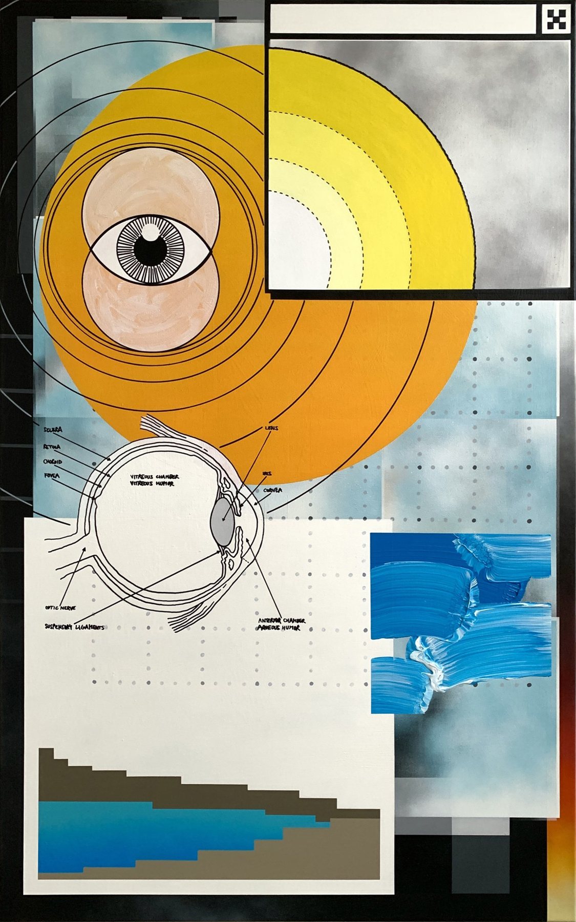 Filip Sabol: Seeing the Wholeness, 2025, sprej a akryl na plátne, 160 × 100 cm
